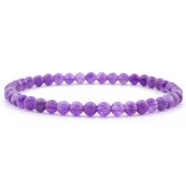 Bixorp Gems Amethist Edelsteen Armband 4mm - Edelstenen Kralenarmband - Spiritueel Cadeau - 20cm