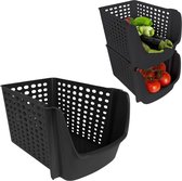 Doos voor Groenten en Fruit Zwart 29x21x16 cm - Aardappelbak - Aardappelpot - Bewaardoos - Container - Koelkast Organizer - Opbergbox - Fruitkist