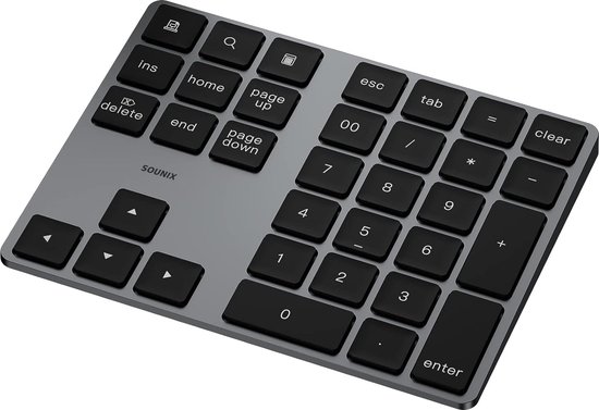 Sounix Draadloos numeriek toetsenbord - Numpad / keypad - Bluetooth - Plug and play - 34 Keys - Zwart
