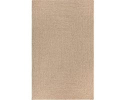 Vloerkleed voor binnen en buiten - Omkeerbaar - Sisal look - Weersbestendig - Woonkamer Balkon Keuken - Handgemaakt - Tuintapijt - Modern Boho Jute Stijl - Beige - 80cm x 200cm