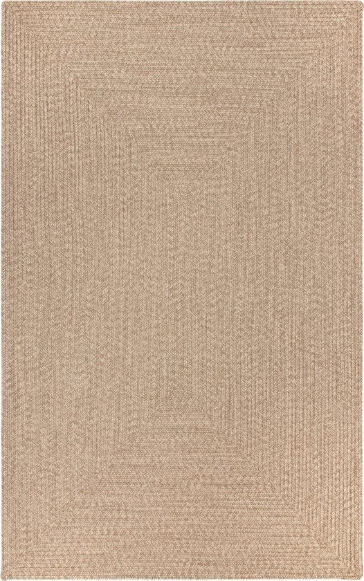 Vloerkleed voor binnen en buiten - Omkeerbaar - Sisal look - Weersbestendig - Woonkamer Balkon Keuken - Handgemaakt - Tuintapijt - Modern Boho Jute Stijl - Beige - 80cm x 200cm