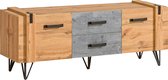 LOFTER L07 TV-meubel - Metalen poten - Loftstijl - laden en planken - 135 cm - Wotan Eiken + beton