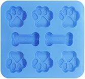 2-in-1 puppy hond poot en bot siliconen mallen blauw, niet-klevende food grade siliconen mallen voor chocolade, snoep, gelei, ijsblokjes, hondensnoepjes