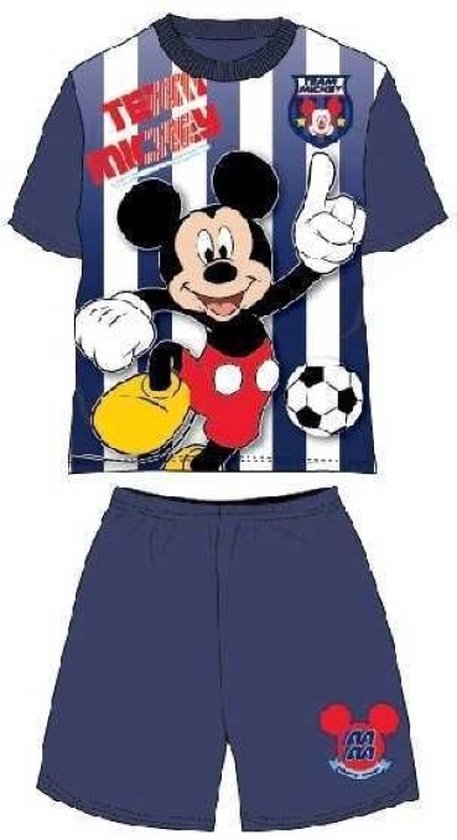 Mickey Mouse shortama - blauw - Disney pyjama korte broek en t-shirt - 100% katoen - maat 98