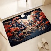 Badmat Antislip Absorberende Badkamermat Diatomeeënaarde Microvezel Badmat Zacht Sneldrogend 50 x 80 cm Chinese stijl - Rood Blauw