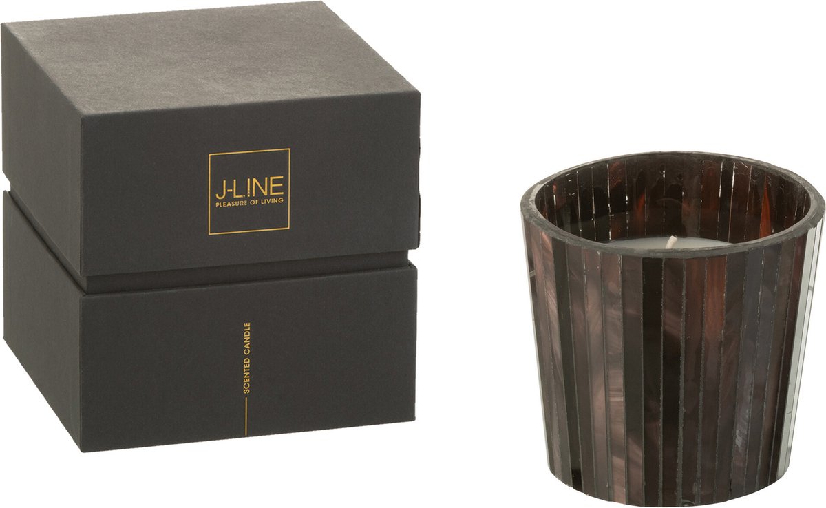 J-Line geurkaars Noa - Woody Aurora - glas - bruin - small - 35U
