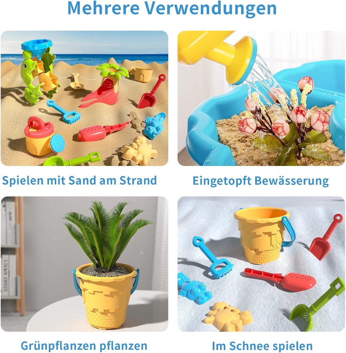 Table D’eau Et De Sable Pour Tout-petits – Ensemble Extérieur Interactif Avec 9 Moules, 4 Compartiments – Plaisir Sensoriel Pour Jardin, Plage Ou Maison – 44,5 X 44,5 X 56 Cm