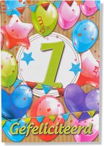 Hoera 1 Jaar! Luxe verjaardagskaart - 12x17cm - Gevouwen Wenskaart inclusief envelop - Leeftijdkaart