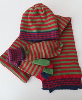 muts , sjaal en handschoenen - Jongens - Streep , groen , rood , blauw - 52 cm - 4 jaar