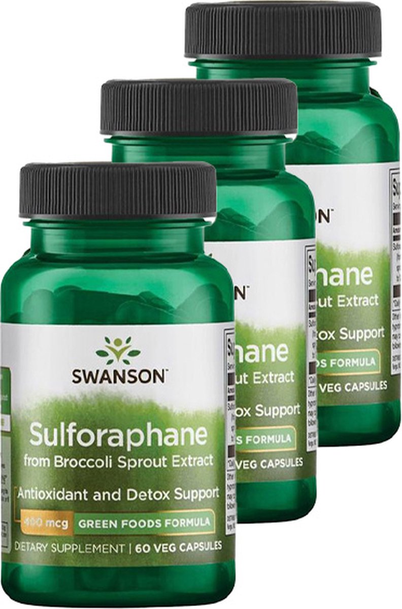 Goedkoopste Swanson | Sulforaphane from Broccoli Sprout Extract 400mcg | 60 veg capsules | 3 stuks | 3 x 60 capsules