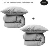HOOMstyle Voordeel SET Dekbedovertrek Soft Cotton - 140x200/240cm - Eenpersoons - 2x - Denim Grijs