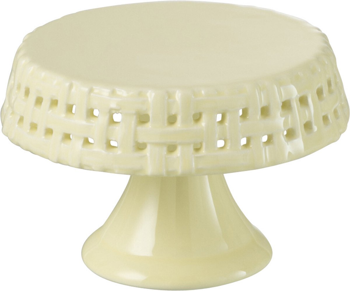 J-Line bord Cake - taartplateau - keramiek - geel - small