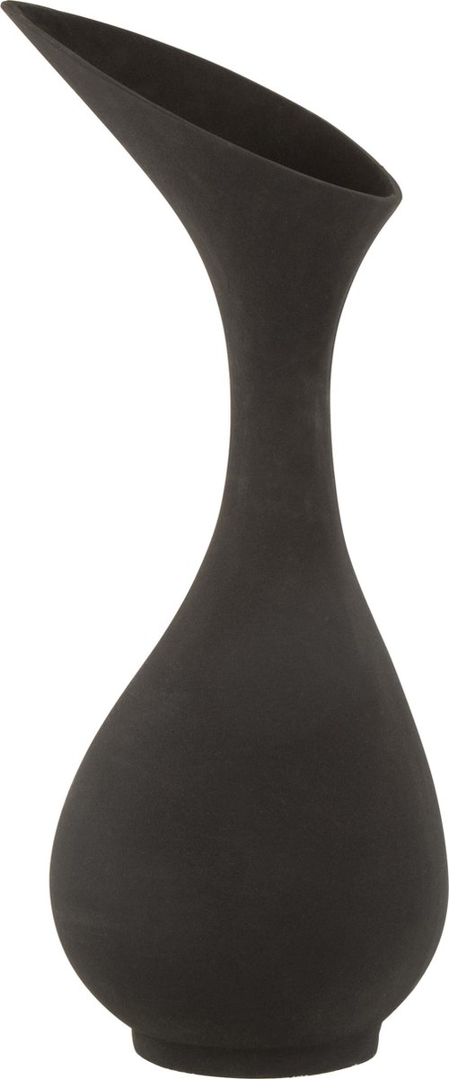 J-Line vaas Olivia Ruw - aluminium - zwart - large - 77.5 cm hoog