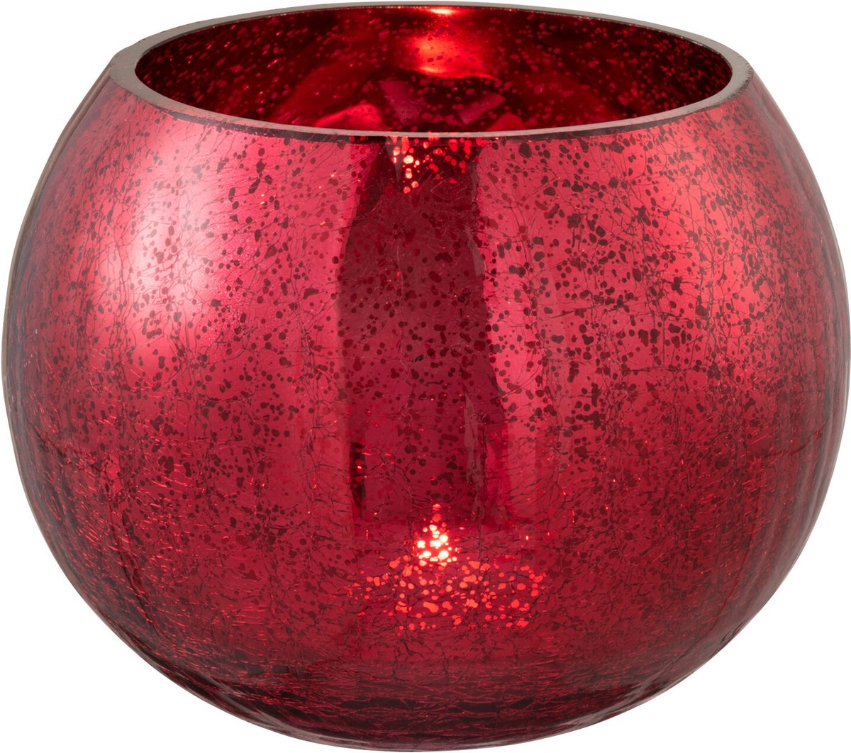 J-Line windlicht Bol Craquelé - glas - rood - medium