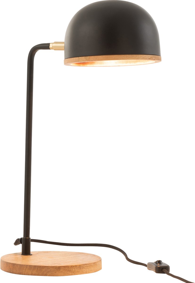 J-Line tafellamp Evy - ijzer/hout - zwart/naturel