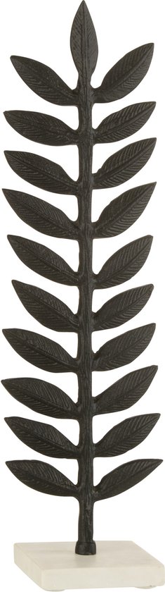 J-Line decoratie Blad Marmer - metaal - zwart/wit - large