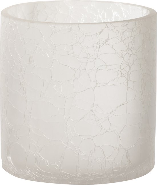 J-Line windlicht Cilinder Craquele - glas Frosted - wit - medium