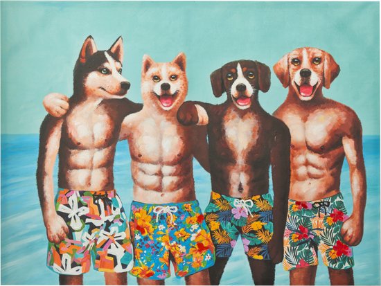 J-Line wanddecoratie Honden Zwemshort - canvas/verf - mix