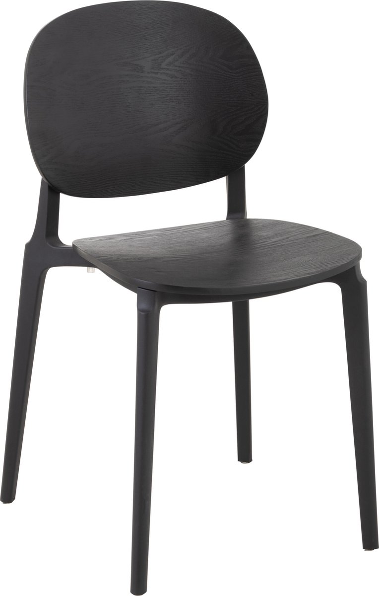 J-Line stoel Basic - kusntstof - zwart - 2 stuks