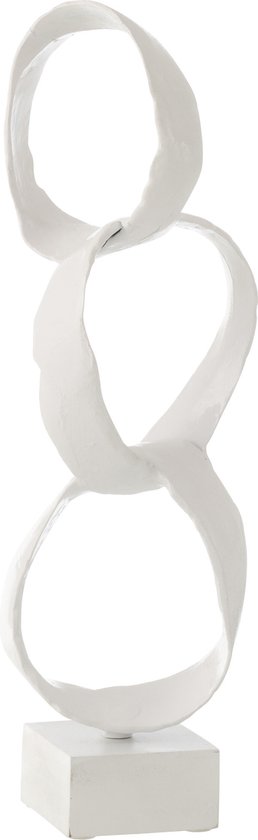 J-Line decoratie figuur Ringen op voet - aluminium - wit - small