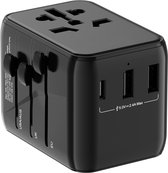 Phreeze TR3B Universele Reisstekker - Reis Adapter voor 170+ landen - USB-C & 2 USB-A - Wereldstekker Wereld: Amerika (USA), Engeland (UK), Australië, Zuid Amerika, Afrika, Italië, Thailand - Zwart