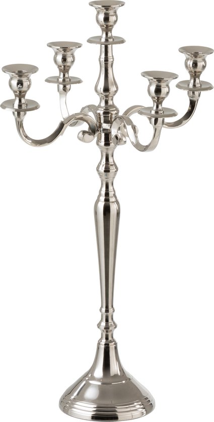 J-Line Candleholder 5 Arms Classic Aluminium Silver Small