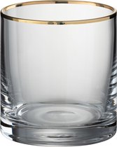 J-Line drinkglas Rand Cilinder - glas - goud - 6 stuks