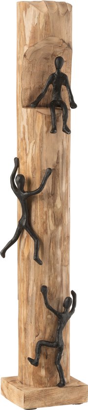 J-Line decoraite figuren Klimmen - hout/aluminium - zwart
