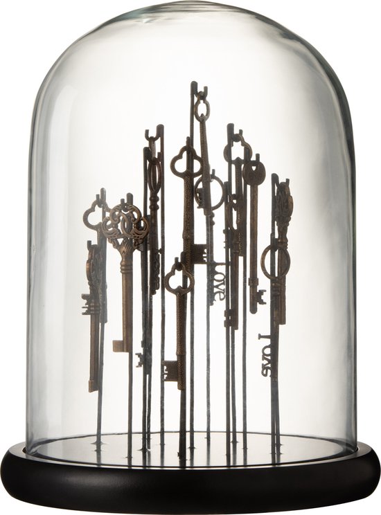 J-Line stolp Sleutels - glas - donkerbruin - medium