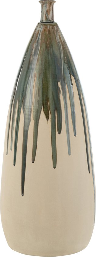 J-Line Vase Peinture Ceramique Naturel/Vert Large