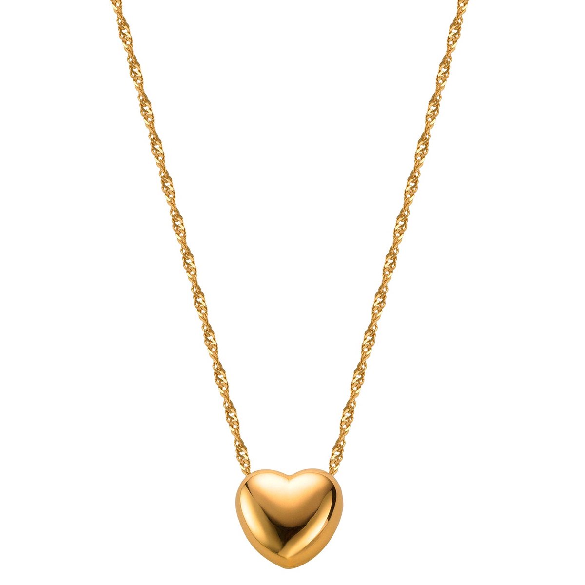 Lucardi Dames Ketting hanger hart - 14 karaat goud - Ketting - Cadeau - 42 cm - Geelgoud