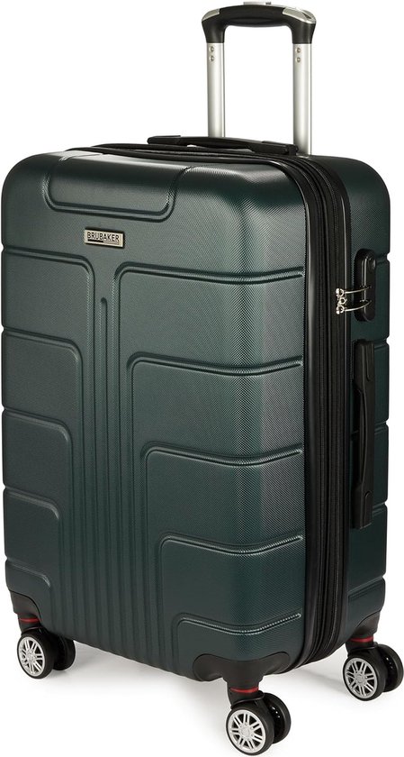 Foto: Brubaker reiskoffer miami uitbreidbare hardcase trolley koffer met cijferslot 4 wielen en comfortabele handgrepen abs koffer 49 x 76 5 x 32 cm hardschalige koffer xl donkergroen 