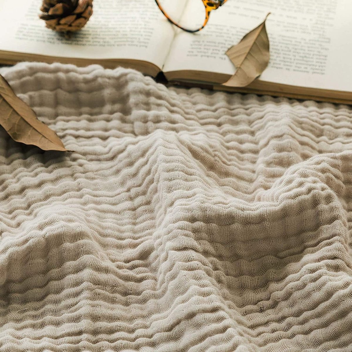EMME Katoenen mousseline deken voor kingsize bed, ademende gaasdeken