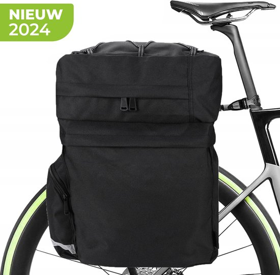 Sacoches de vélo doubles étanches - Sacoche de vélo 40 litres - Zwart - Réflecteurs - Vélo électrique - Universel