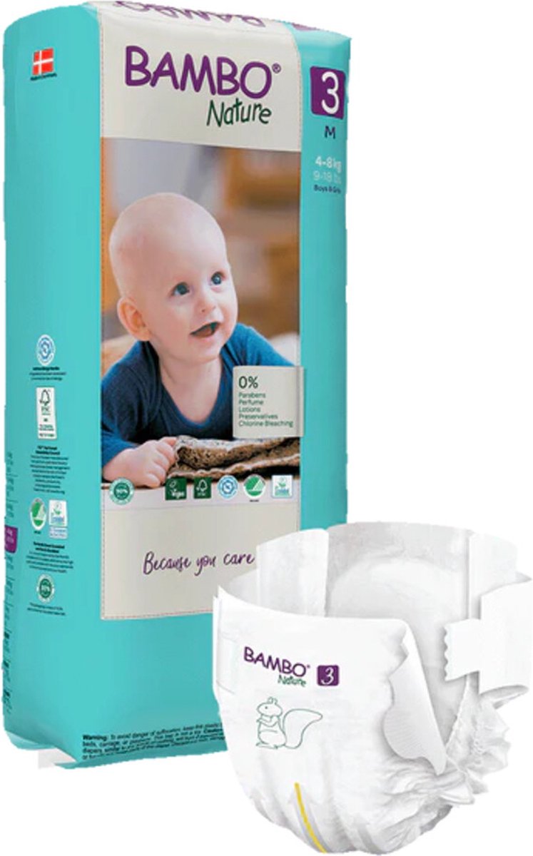Bambo Nature Luier M Maat 3 (4-8 kg) 52 stuks