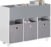 Rootz Kinderopbergrek - Speelgoedorganisator - Mobiele boekenkast - Duurzame MDF- en stoffen bakken - Gemakkelijke mobiliteit met afsluitbare wielen - Kindvriendelijke hoogte - 80 cm x 63 cm x 30 cm