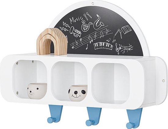 Rootz Kindergarderobe met Creatief Bord - Kinderplank - Wandkapstok - Ophangopslag - Veilige afgeronde hoeken - Eenvoudige montage - 60 cm x 36 cm x 20 cm