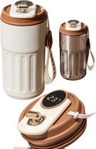 Thermos Koffiebeker met LED Temperatuursensor- 460ml - Lichtbruin