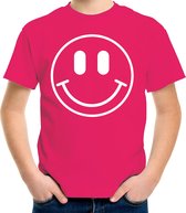 Bellatio Decorations Verkleed shirt jongens - smiley - roze - carnaval - feestkleding voor kinderen 158/164