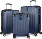 BRUBAKER Kofferset London - 3-delige Kofferset met Handbagage - Hardcase Koffer met Cijferslot, 4 Wielen en Comfortabele Handgrepen - ABS Trolleys (M, L, XL - Blauw)