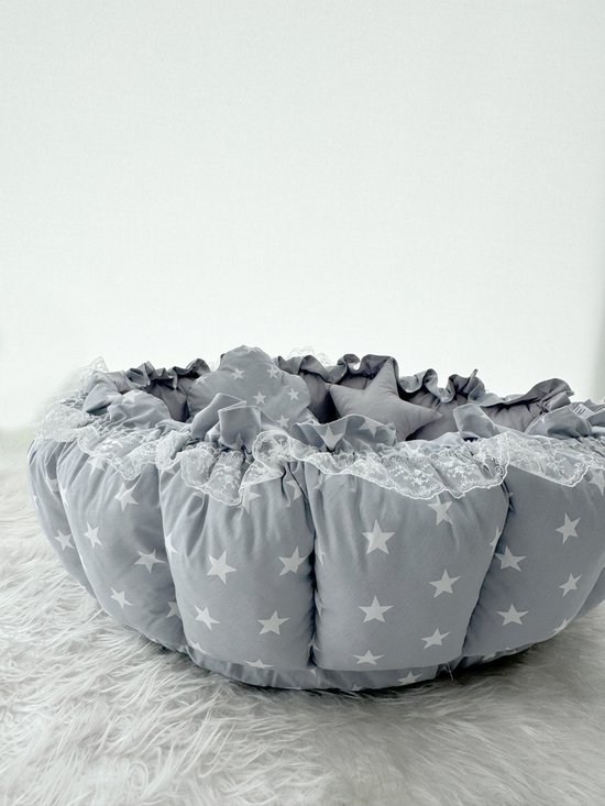 Baby Speelmat - Organische Katoen Speelkleden - Mollig en Zacht - Antibacterieel Speelmat - Anti-Allergisch Speelmat - Grijs Ster - 120 x 120 cm van BelleStyle — afbeelding 2
