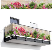 Balkonscherm 500x90 cm - Balkonposter Bloemen - Planten - Bladeren - Stenen - Balkon scherm decoratie - Balkonschermen - Balkondoek zonnescherm
