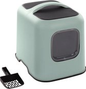 Kattenbak – design line – Flamingo Trudy Groen – 38,5x51x44,5 cm – gerecycleerde kunststof – met magnetische deur & koolfilter – kattenbakschep inbegrepen – makkelijk schoon te maken