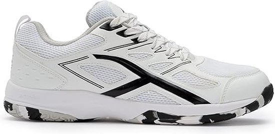 HUNDRED Xoom Non-Marking professionele badmintonschoenen voor heren (wit/zwart, maat: UK 2/US 3/EU 36) | Materiaal Bovenwerk: Polyester, Zool: Rubber | Geschikt voor indoor badminton/tennis/squash/tafeltennis/basketbal en padel