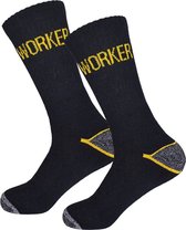 10 PACK Werksokken - Katoen - Maat 46/48 - Zwart - Anti-Slip - Sokken Heren - Sokken Dames