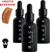 Black Marble Baardolie set 3x30ml met Gratis Baardkam - Baard olie - Baardverzorging - Beard oil - Baardgroei - Haarserum