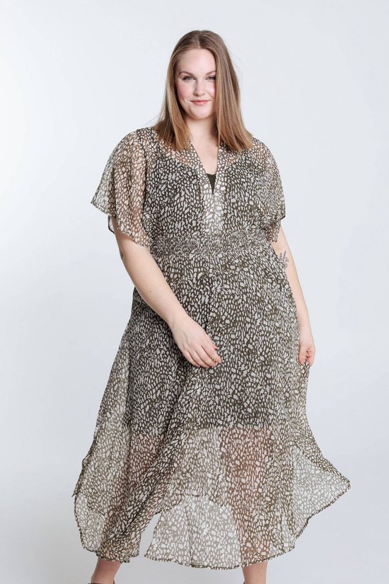 Paprika Lange jurk in voile met camouflageprint en lurex
