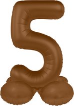 Folat - Staande folieballon Cijfer 5 Chocolate Brown - 41 cm
