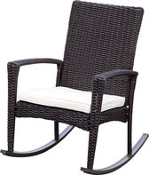 Outsunny Chaise à bascule en Poly rotin chaise à bascule chaise de jardin avec coussin d'assise marron 867-020
