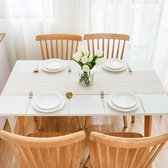 Tafelloper, beige boho polyester geurloze tafelloper, landelijke tafelloper met kwastjes 228 x 32 cm – beige crème